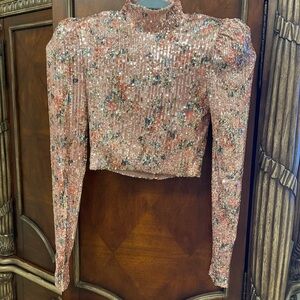 Nookie Pink Sequin Floral Blouse